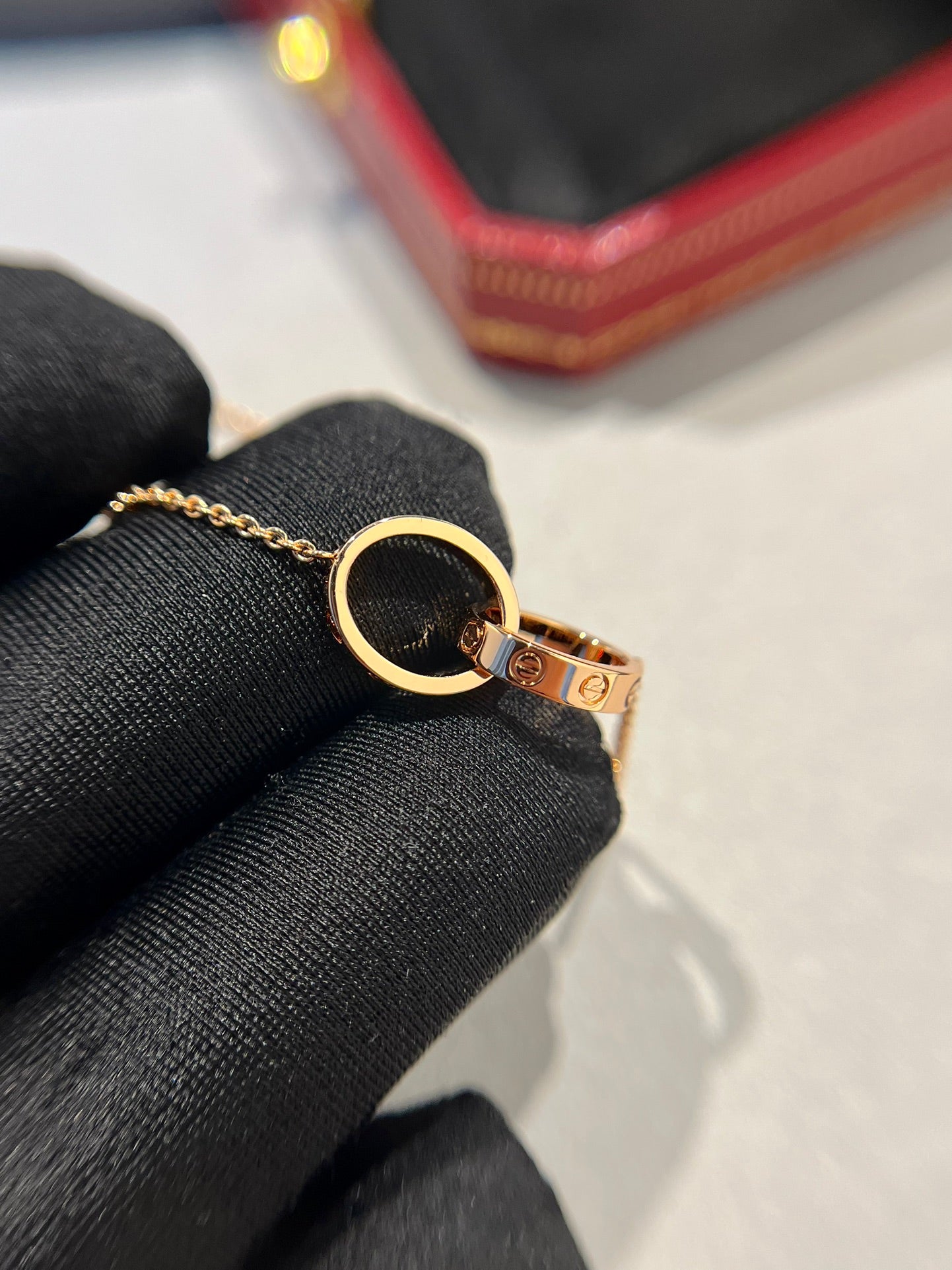 Mysitc LOVE NECKLACE DOUBLE RING PINK GOLD