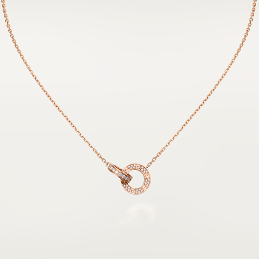 ミスティック ラブ 7.6MM ネックレス ローズゴールド＆シルバー フルダイヤモンド