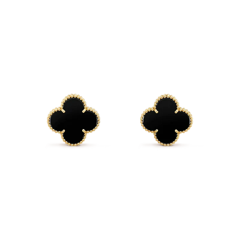 Mysitc CLOVER MEDIUM 1 MOTIFS  ONYX STUD EARRINGS
