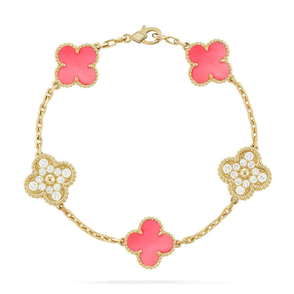 [Mysitc ]New  CLOVER 5 MOTIFS  PINK MOP BRACELET COLLECTION