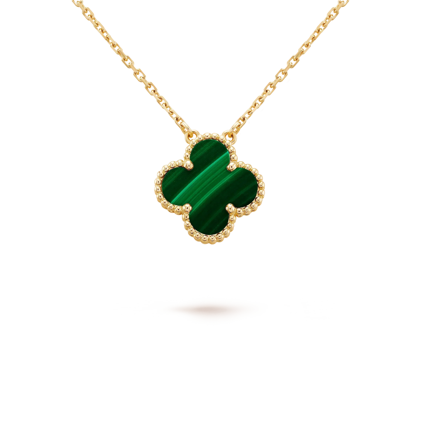 Mysitc CLOVER 15MM MALACHITE SINGLE FLOWER  NECKLACE