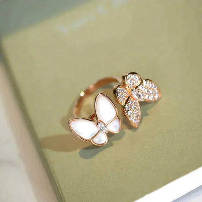 Mysitc TWIN BUTTERFLY DIAMOND MOP RING