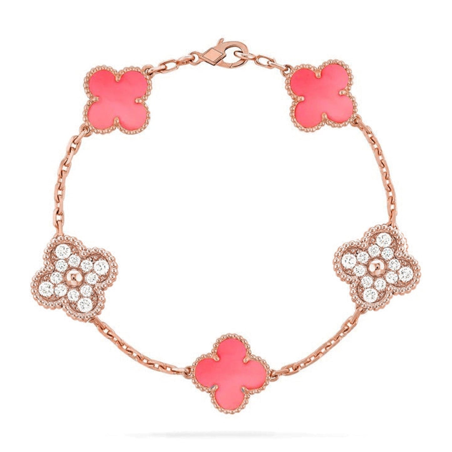 [Mysitc ]New  CLOVER 5 MOTIFS  PINK MOP BRACELET COLLECTION