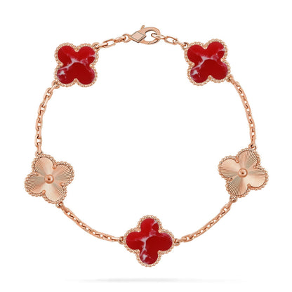 [Mysitc ]New CLOVER 5 MOTIF RED PATTERN BRACELET COLLECTION