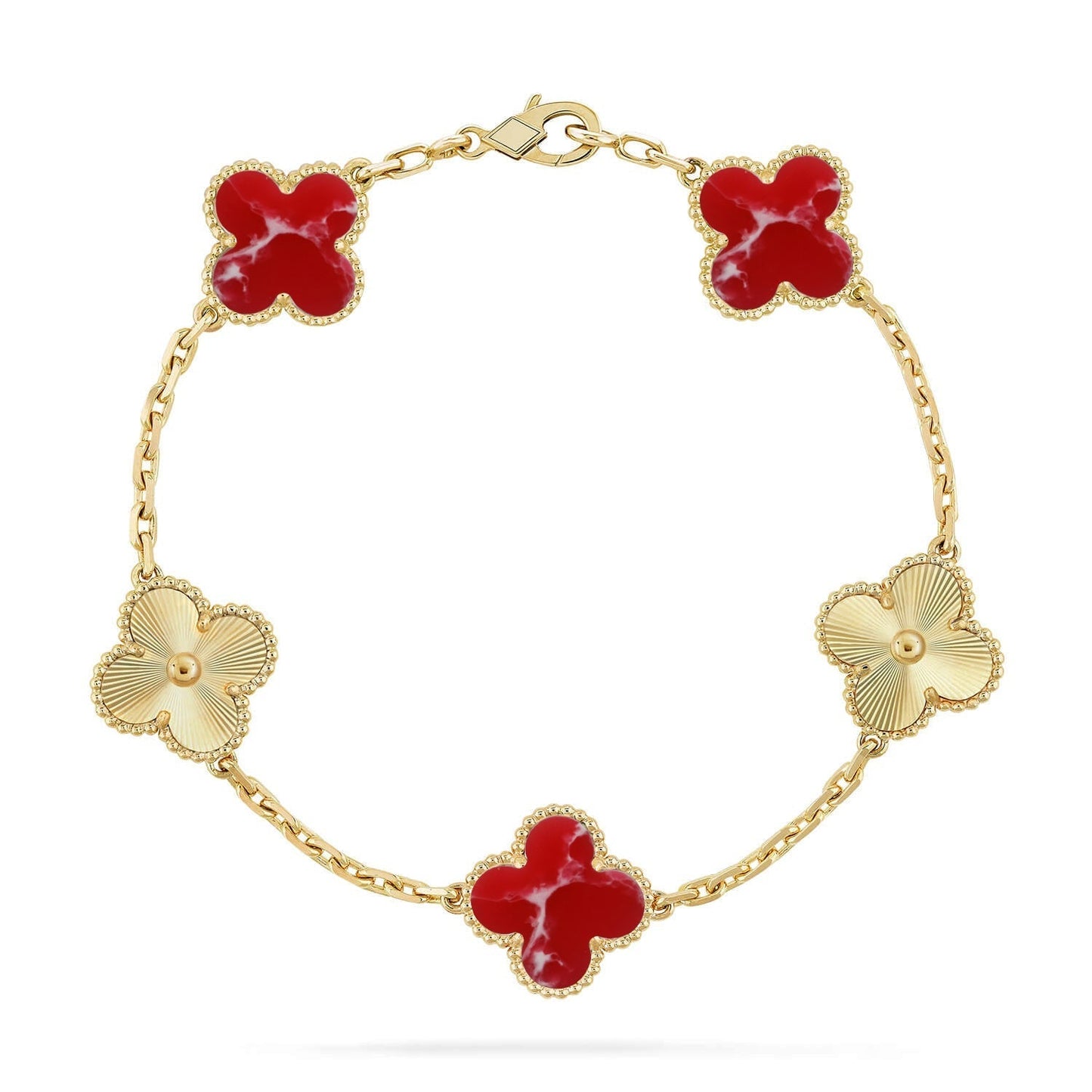 [Mysitc ]New CLOVER 5 MOTIF RED PATTERN BRACELET COLLECTION