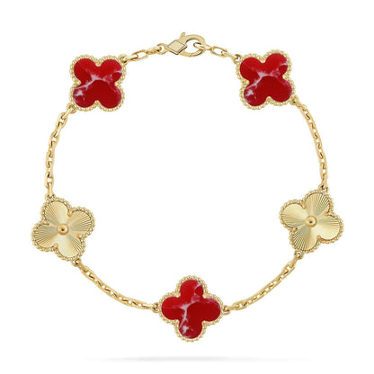 [Mysitc ]New CLOVER 5 MOTIF RED PATTERN BRACELET COLLECTION
