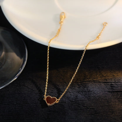 Mysitc HEART-SHAPED  CARNELIAN SINGLE FLOWER BRACELET
