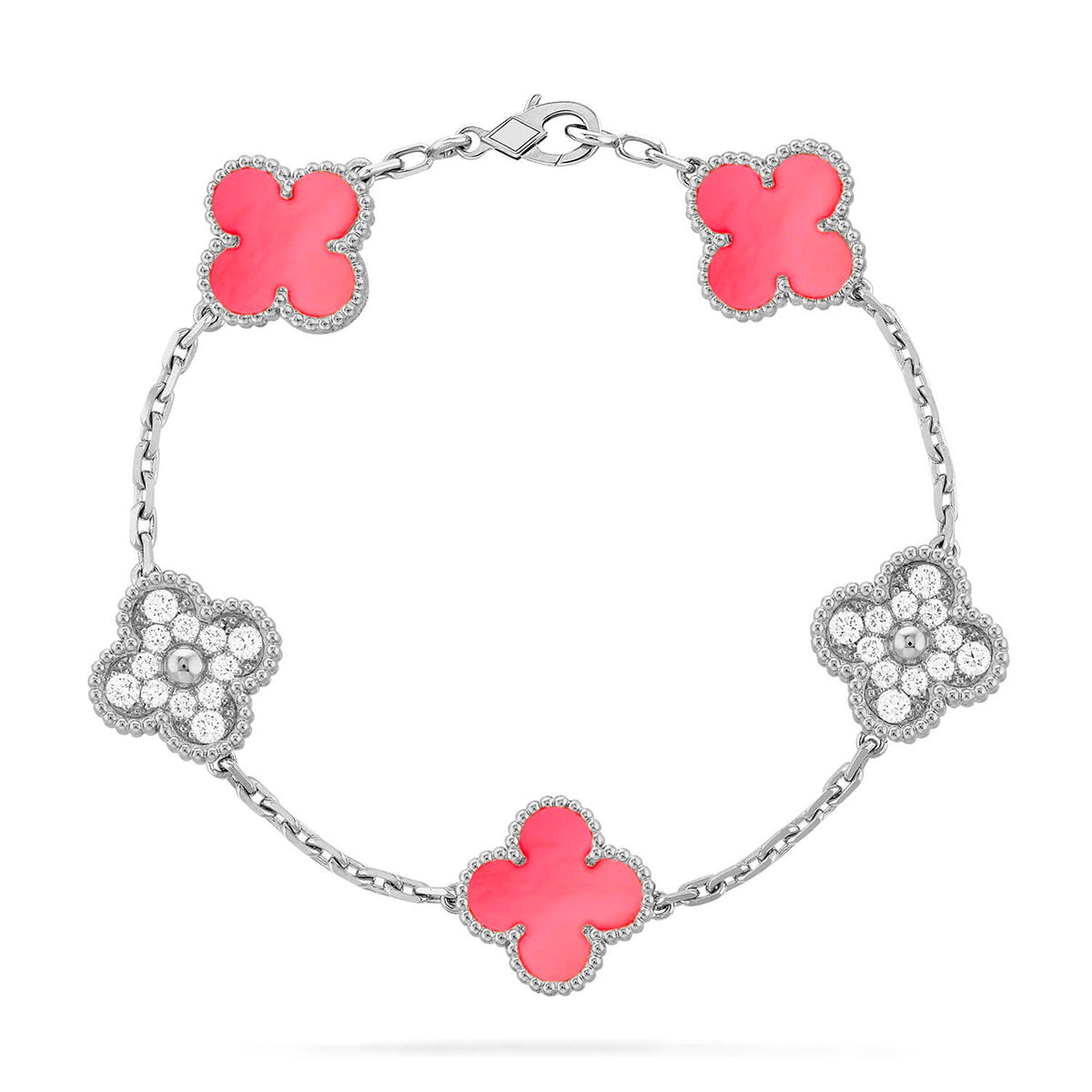 [Mysitc ]New  CLOVER 5 MOTIFS  PINK MOP BRACELET COLLECTION