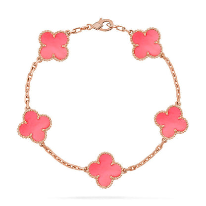 [Mysitc ]New  CLOVER 5 MOTIFS  PINK MOP BRACELET COLLECTION