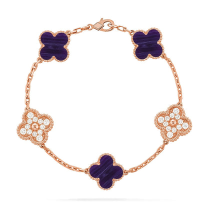 [Mysitc ]New CLOVER 5 MOTIF PURPLE STRIPES BRACELET COLLECTION
