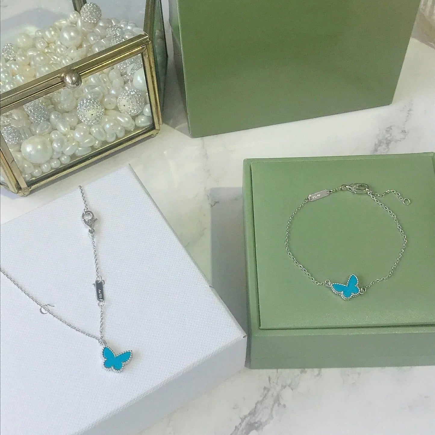 Mysitc BUTTERFLY TURQUOISE BUTTERFLY BRACELET SILVER