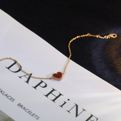 Mysitc HEART-SHAPED  CARNELIAN SINGLE FLOWER BRACELET