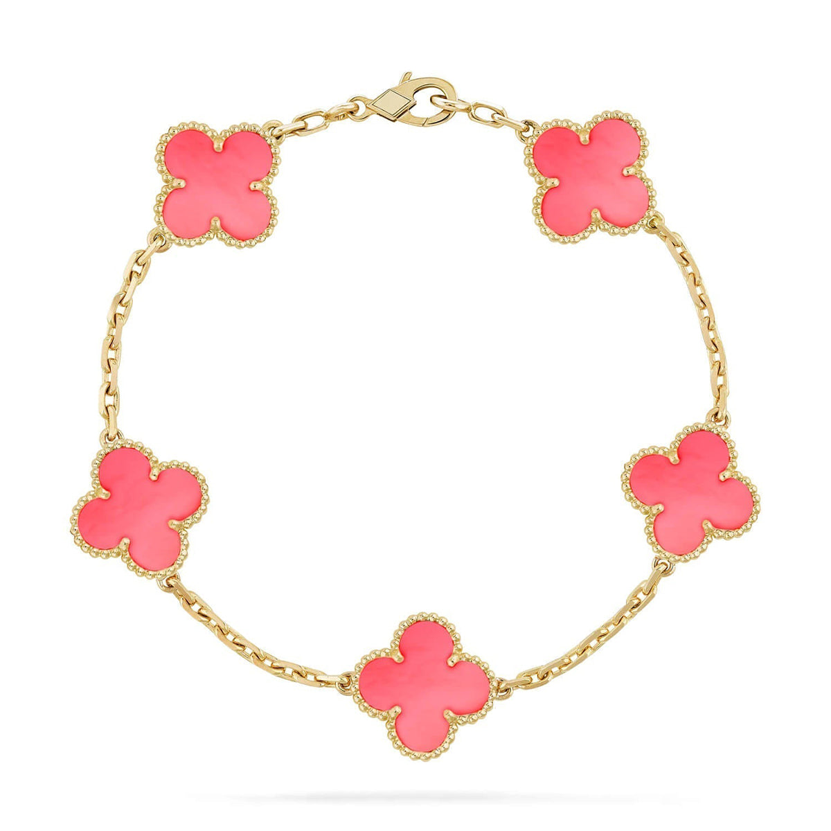 [Mysitc ]New  CLOVER 5 MOTIFS  PINK MOP BRACELET COLLECTION