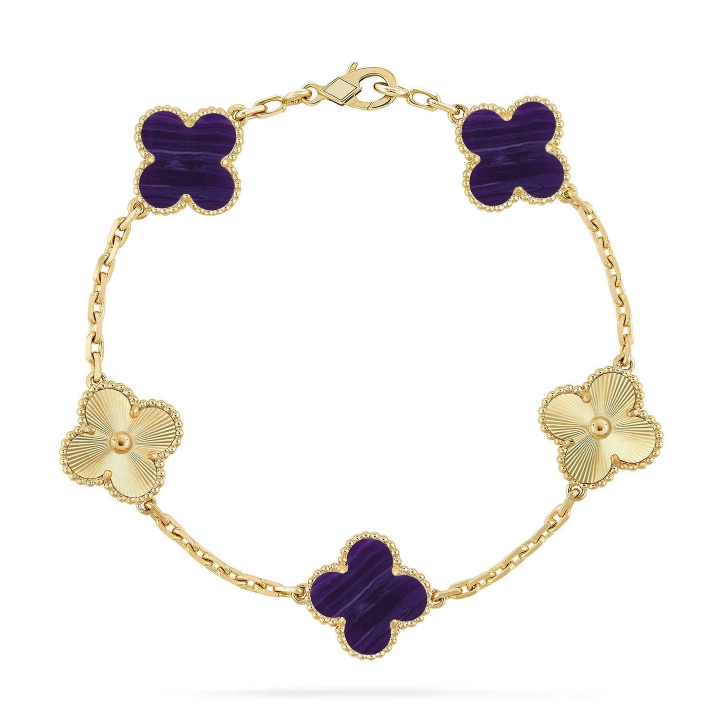 [Mysitc ]New CLOVER 5 MOTIF PURPLE STRIPES BRACELET COLLECTION