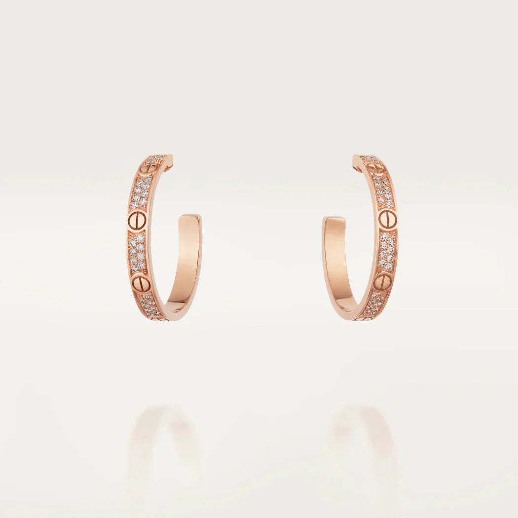 Mysitc LOVE DIAMOND PINK GOLD HOOP EARRINGS