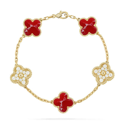 [Mysitc ]New CLOVER 5 MOTIF RED PATTERN BRACELET COLLECTION
