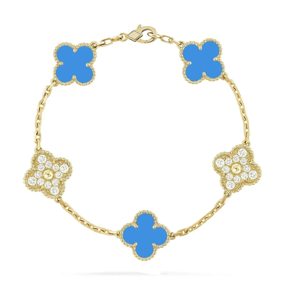 [Mysitc ]New CLOVER 5 MOTIF BLUE AGATE BRACELET COLLECTION