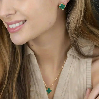 Mysitc CLOVER MINI 9.5MM MALACHITE  EARRINGS