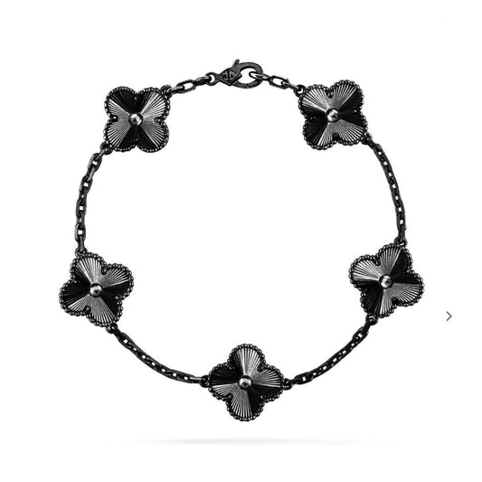 [Mysitc ]新しいCLOVER 5 MOTIF BLACK BRACELET