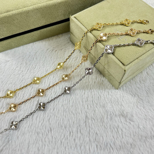 [ミスティック]新作 クローバー 6モチーフ ダイヤモンド ブレスレット