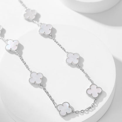 Mysitc CLOVER 10 MOTIFS WHITE MOTHER OF PEARL NECKLACE
