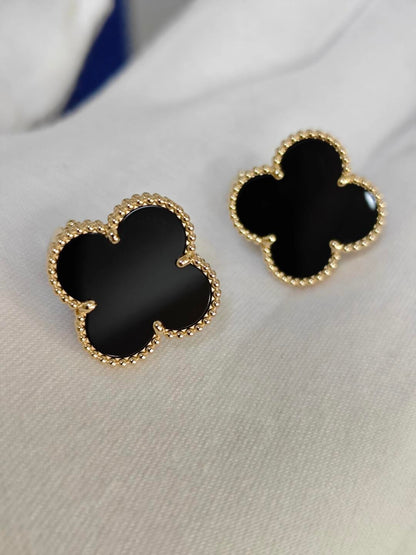 [Mysitc ] CLOVER 20MM BLACK MOP EARRINGS