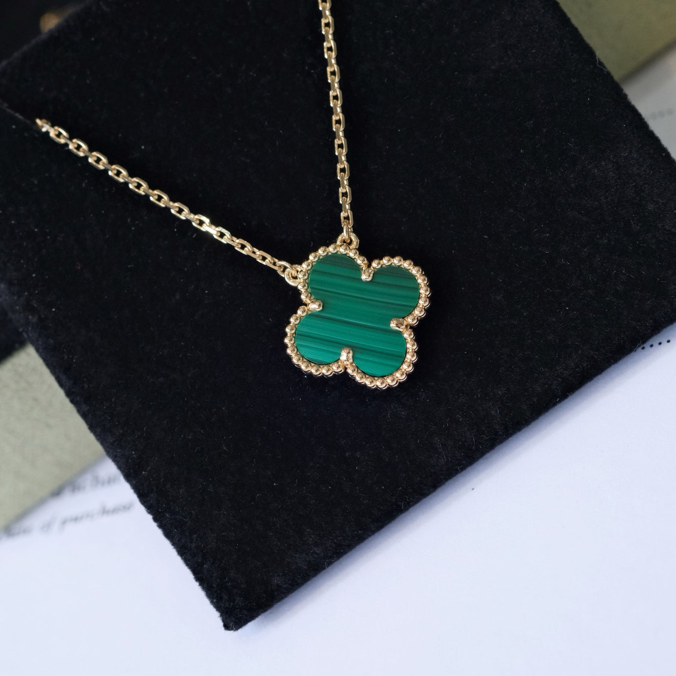 Mysitc CLOVER 15MM MALACHITE SINGLE FLOWER  NECKLACE