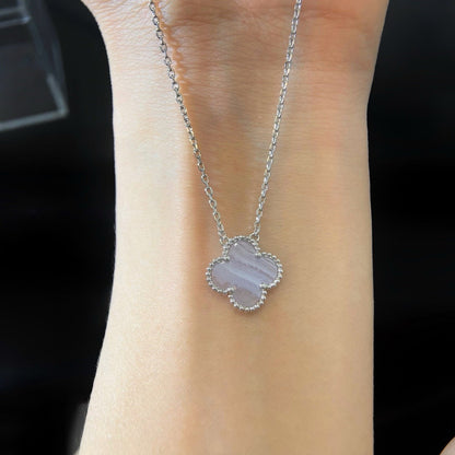 Mysitc CLOVER 15MM BLUE CHALCEDONY NECKLACE SILVER