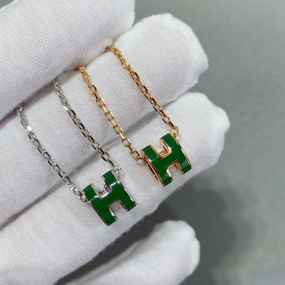 Mysitc POP H GREEN NECKLACE SILVER AND GOLD