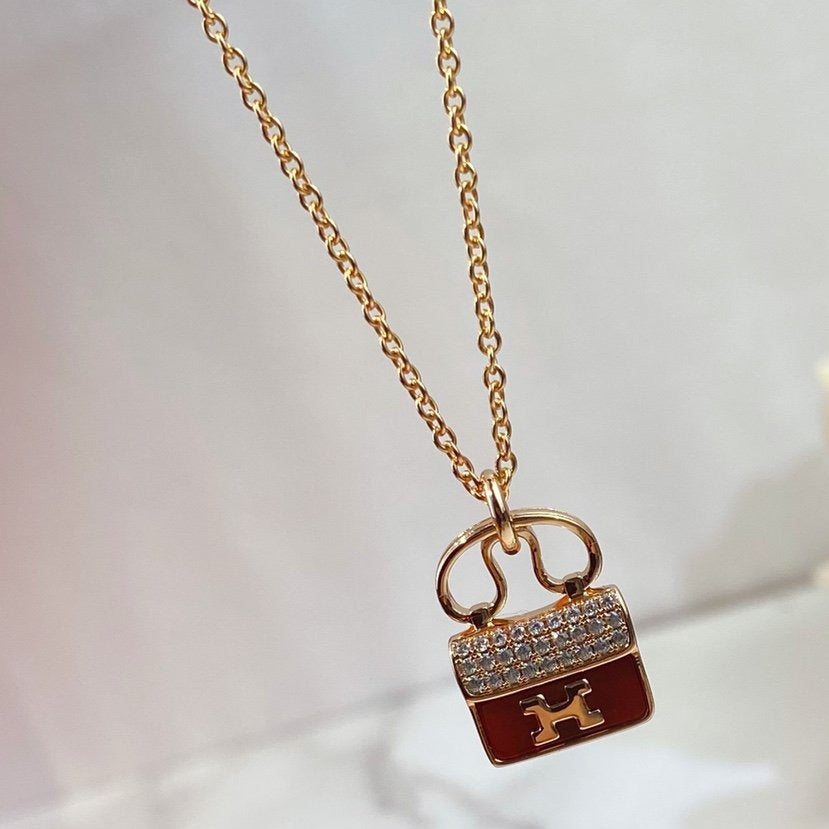 Mysitc CONSTANCE RED PEDANT PINK GOLD NECKLACE