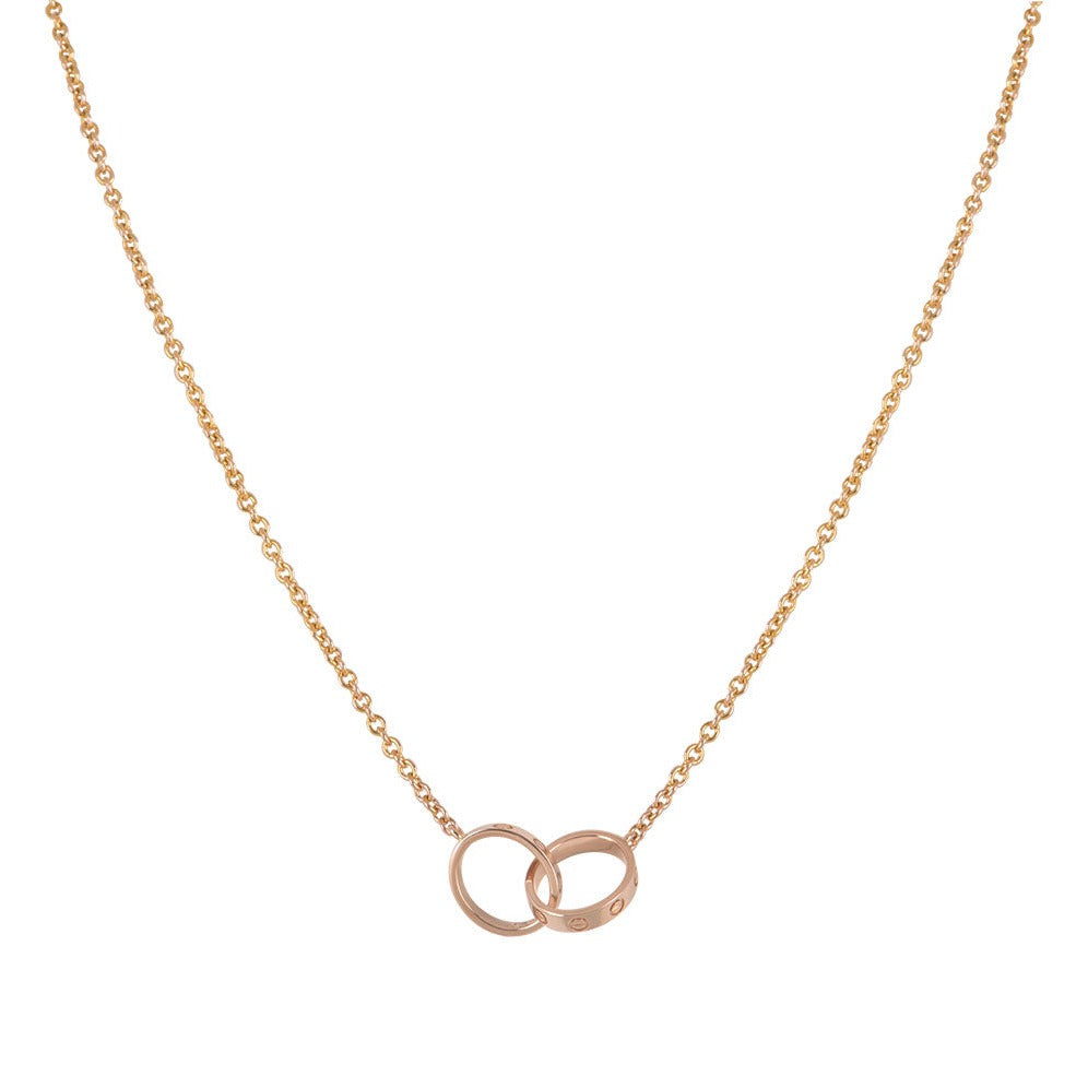 Mysitc LOVE NECKLACE DOUBLE RING PINK GOLD