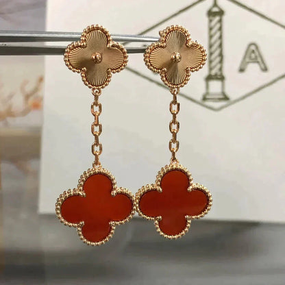 Mysitc CLOVER 2 MOTIF  LASER CARNELIAN EARRINGS