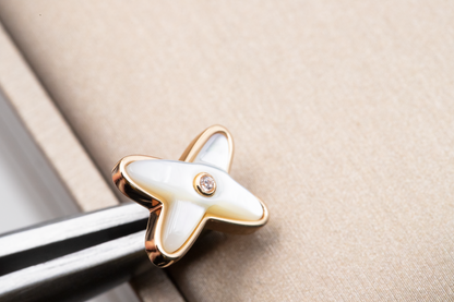Mysitc JEUX DE WHITE MOP PINK GOLD DIAMOND EARRINGS