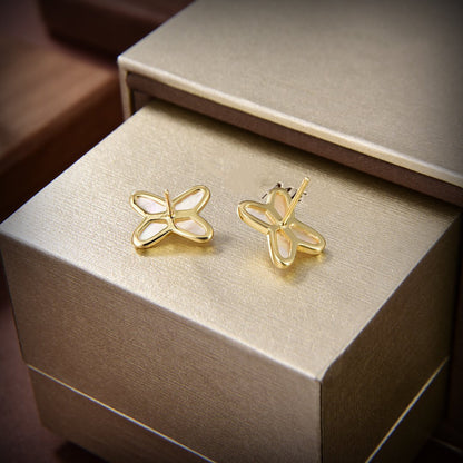 Mysitc JEUX DE WHITE MOP GOLD DIAMOND EARRINGS