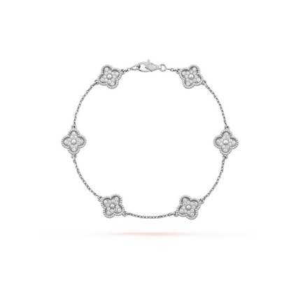 Mysitc CLOVER 6 MOTIF SILVER DIAMOND BRACELET