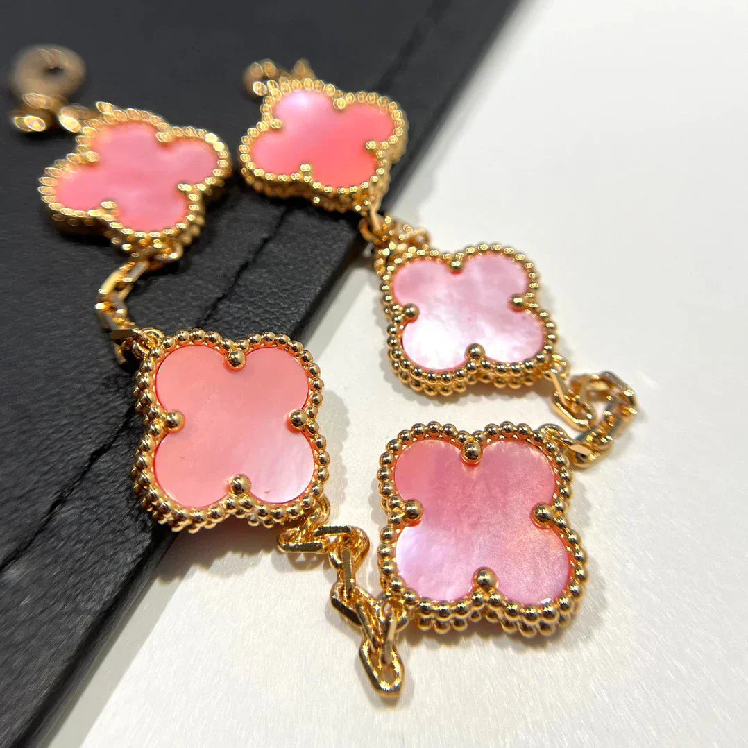 [Mysitc ]New  CLOVER 5 MOTIFS  PINK MOP BRACELET COLLECTION