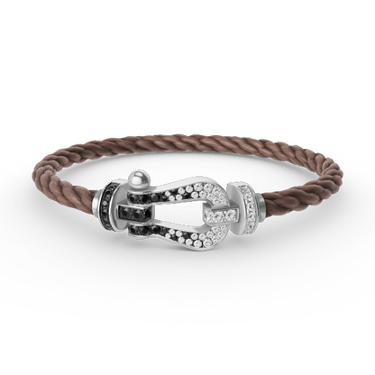 Mysitc FORCE LARGE HORSESHOE BLACK WHITE DIAMOND BRACELET SILVER