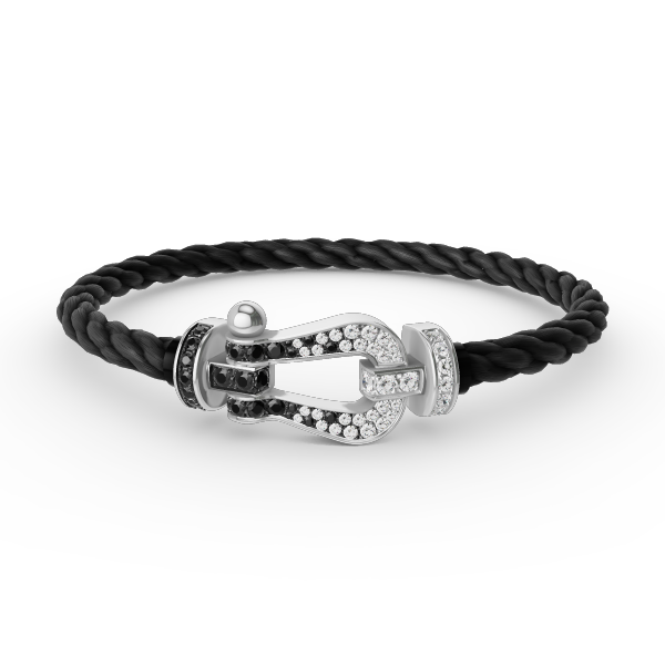 Mysitc FORCE LARGE HORSESHOE BLACK WHITE DIAMOND BRACELET SILVER