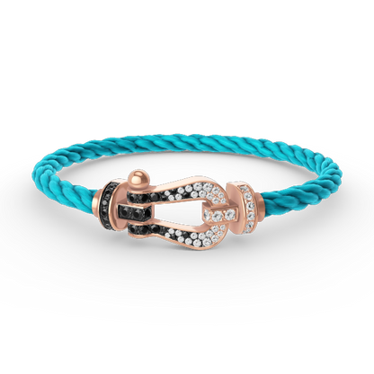 ミスティックフォース ラージホースシュー ブラック＆ホワイトダイヤモンドブレスレット ローズゴールド