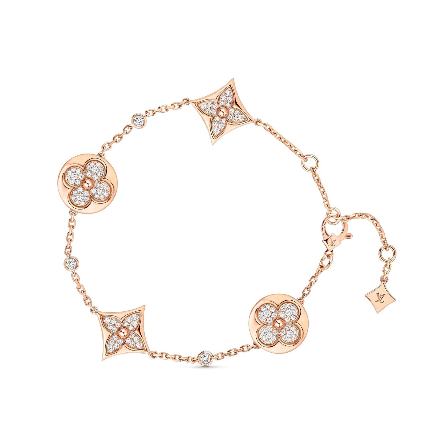 Mysitc STAR AND SUN 4 MOTIFS GOLD DIAMONDS BRACELET