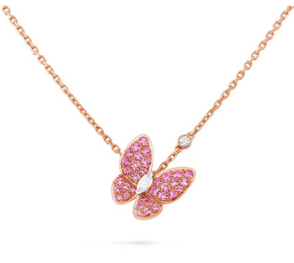 Mysitc BUTTERFLY RED DIAMOND ROSE GOLD NECKLACE