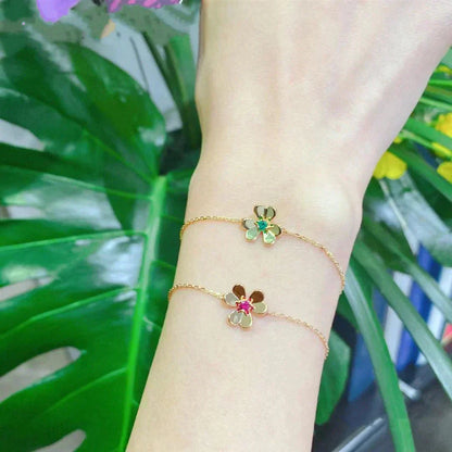 Mysitc FRIVOLE GOLD FLOWER PINK MALACHITE BRACELET