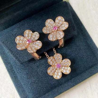 Mysitc FRIVOLE PINK GOLD FLOWER DIAMOND EARRINGS