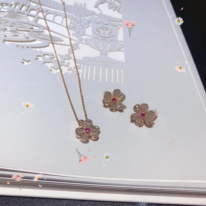 Mysitc FRIVOLE PINK GOLD FLOWER DIAMOND EARRINGS