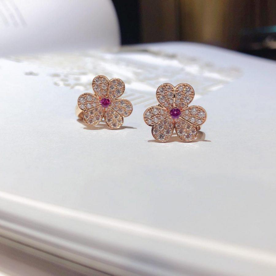 Mysitc FRIVOLE PINK GOLD FLOWER DIAMOND EARRINGS