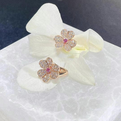 Mysitc FRIVOLE PINK GOLD FLOWER DIAMOND EARRINGS