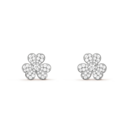 Mysitc FRIVOLE SILVER FLOWER DIAMOND EARRINGS