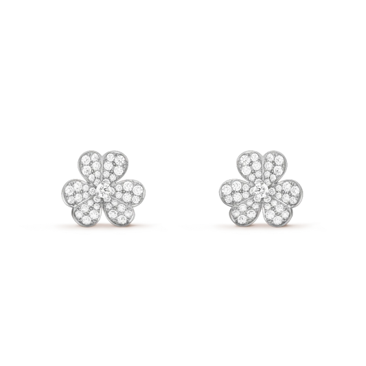 Mysitc FRIVOLE SILVER FLOWER DIAMOND EARRINGS
