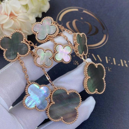 Mysitc CLOVER EARRINGS DARK MOP 4 MOTIFS ROSE GOLD
