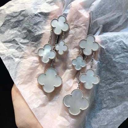 Mysitc CLOVER EARRINGS WHITE MOP 4 MOTIFS SILVER